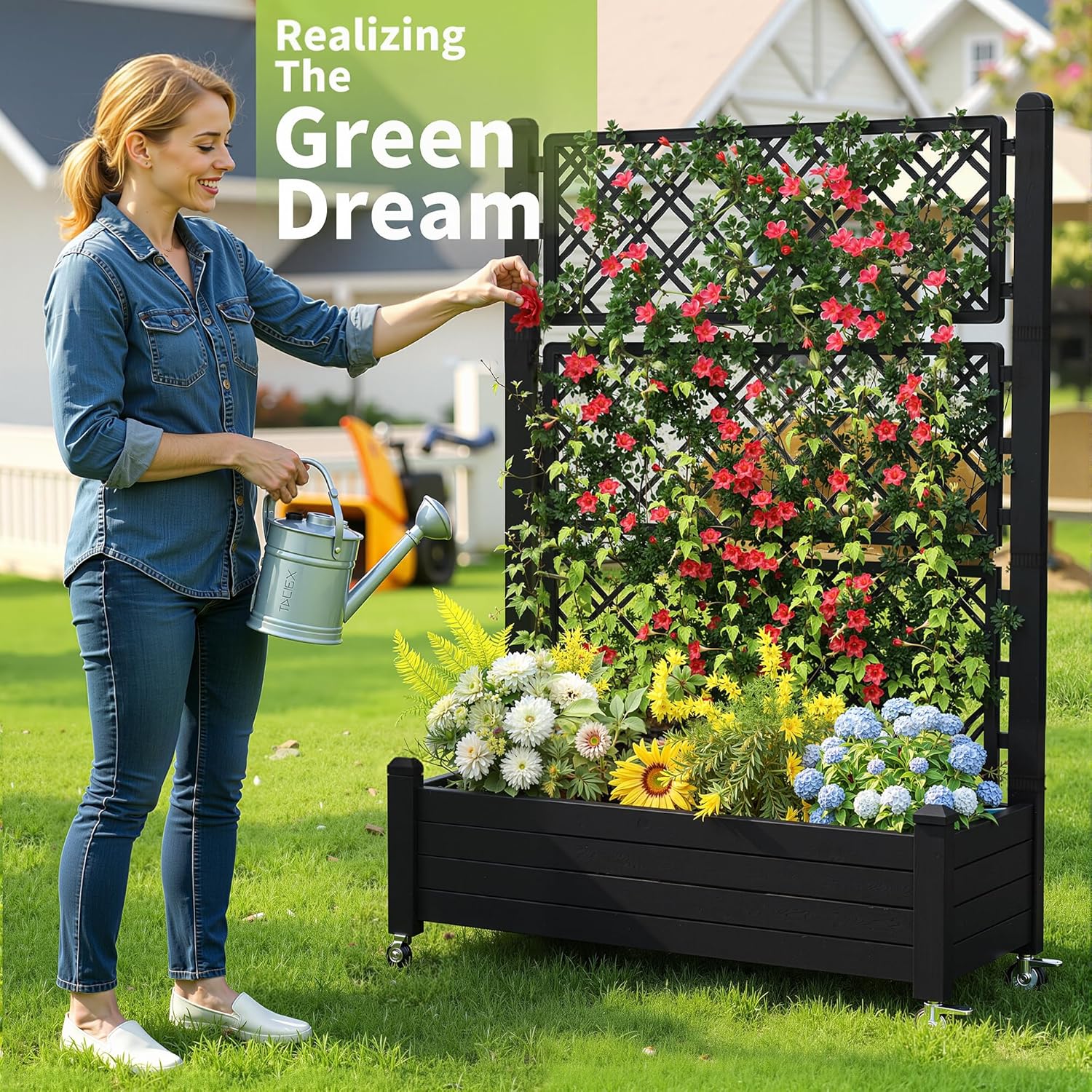 Raised Garden Bed with Trellis - Self Watering Planter recension och pris