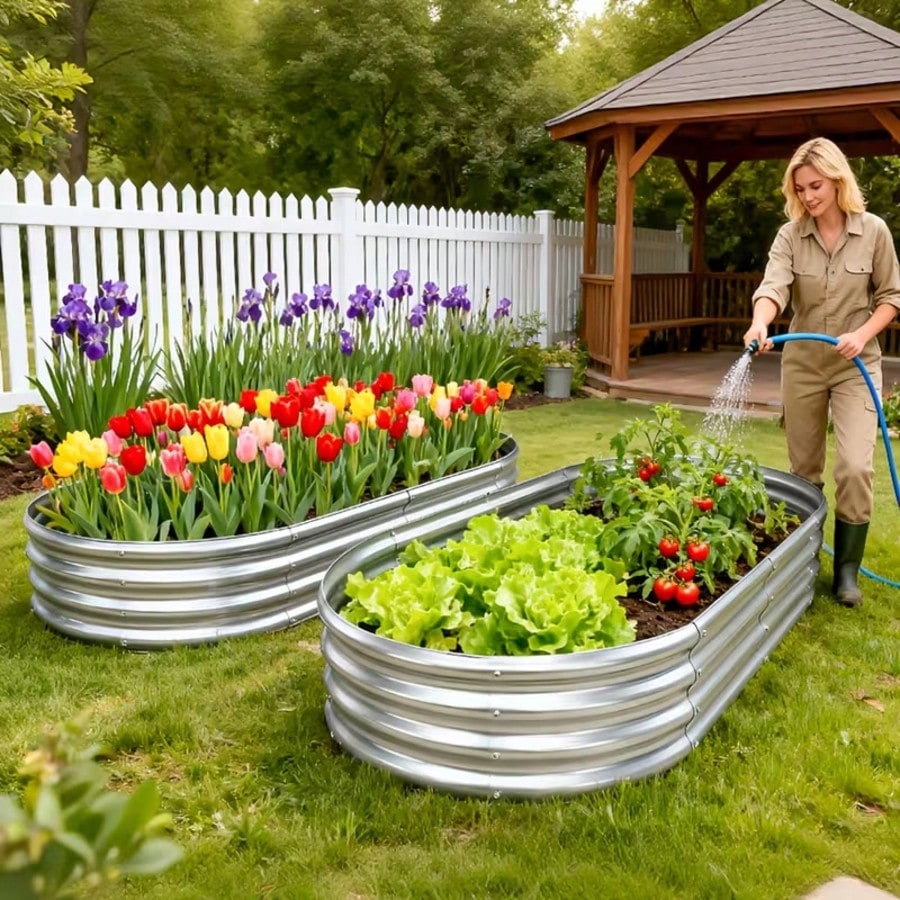 2Pcs Thickened Galvanized Oval - Raised Garden Bed recension och pris